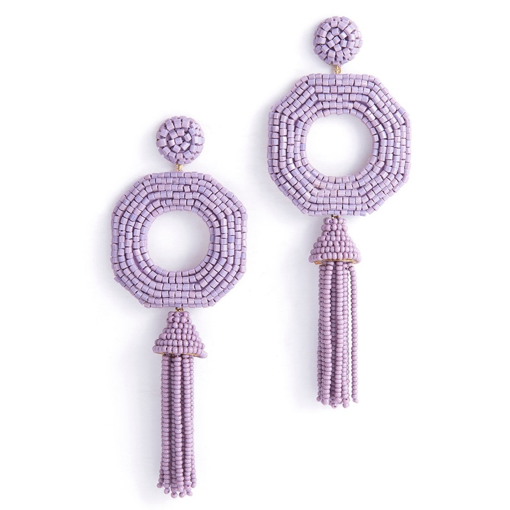 Anthropologie Deepa Gurnani Aisha Drop Earrings - Lavender- NWT - Picture 2 of 16